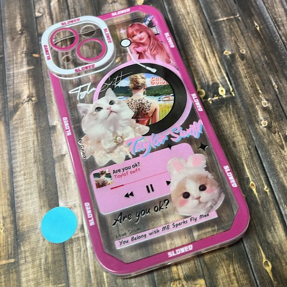5for$10 Taylor Swift Music Pink Cute Collage iPhone 15 Clear Slim Phone Case